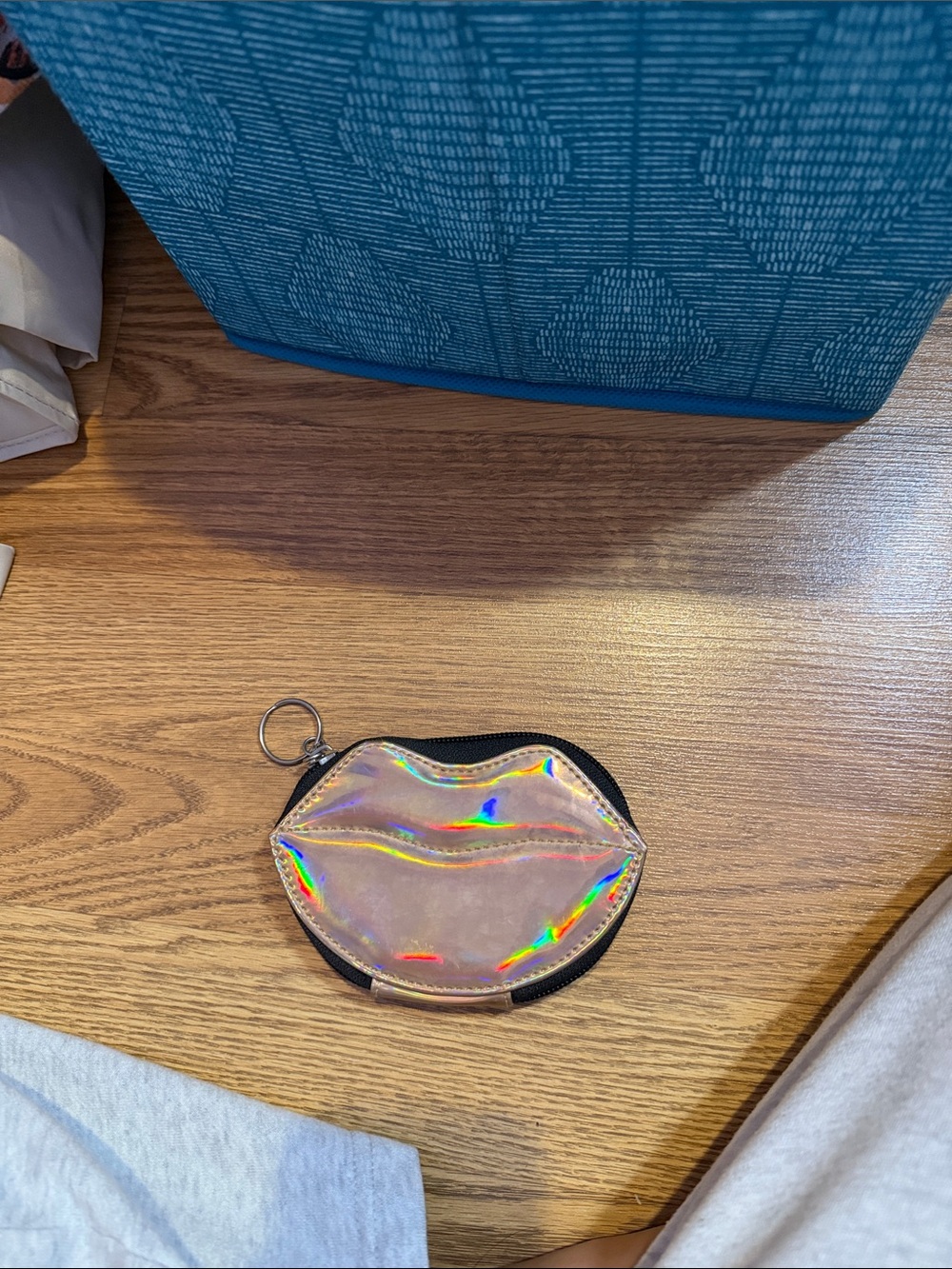 Iridescent Lip Coin Purse Keychain